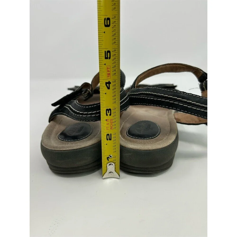 Clarks Artisan Black Leather Slingback Comfort Sandals Size 12 Summer Casual